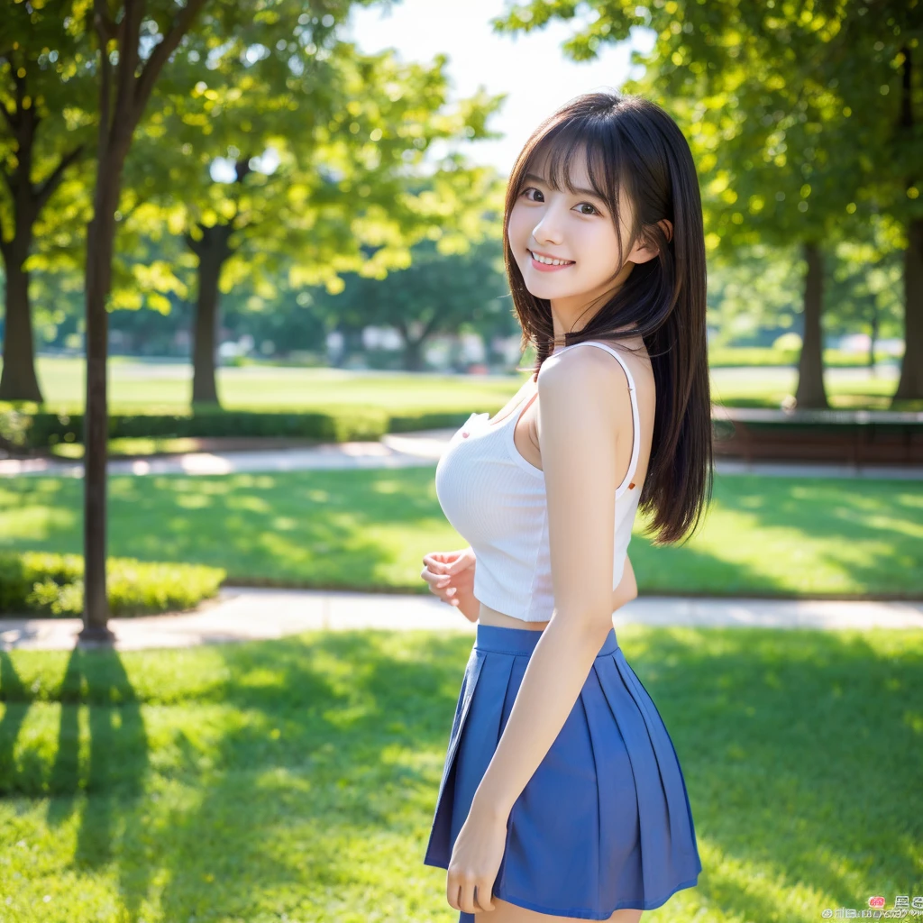 young female,(sweaty skin),((skirt lift by myself)),sweat,NSFW,lite smile,pubic atrichosis,crowded city,