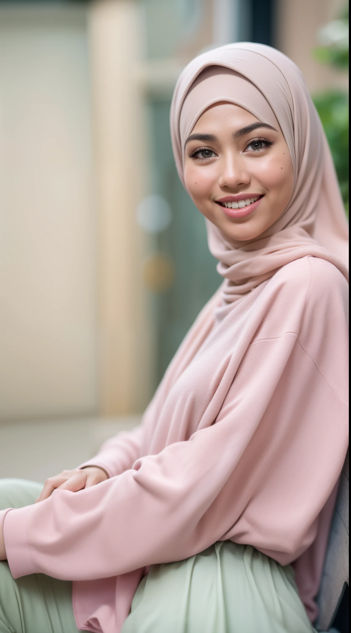 adorable, 1 girl, wearing pink hijab, (face to face), 30 years old, beautiful face, happy, half body portrait, (face details: 1), (eye details:1), ((big breasts)). wearing transparency long shirt, .. Cute posed. proportional body. Ultra High Res. realistic: 1.4, UHD, Half body shot, black longskirt, slin and tall body type, pretty, many of cum on shirt and face