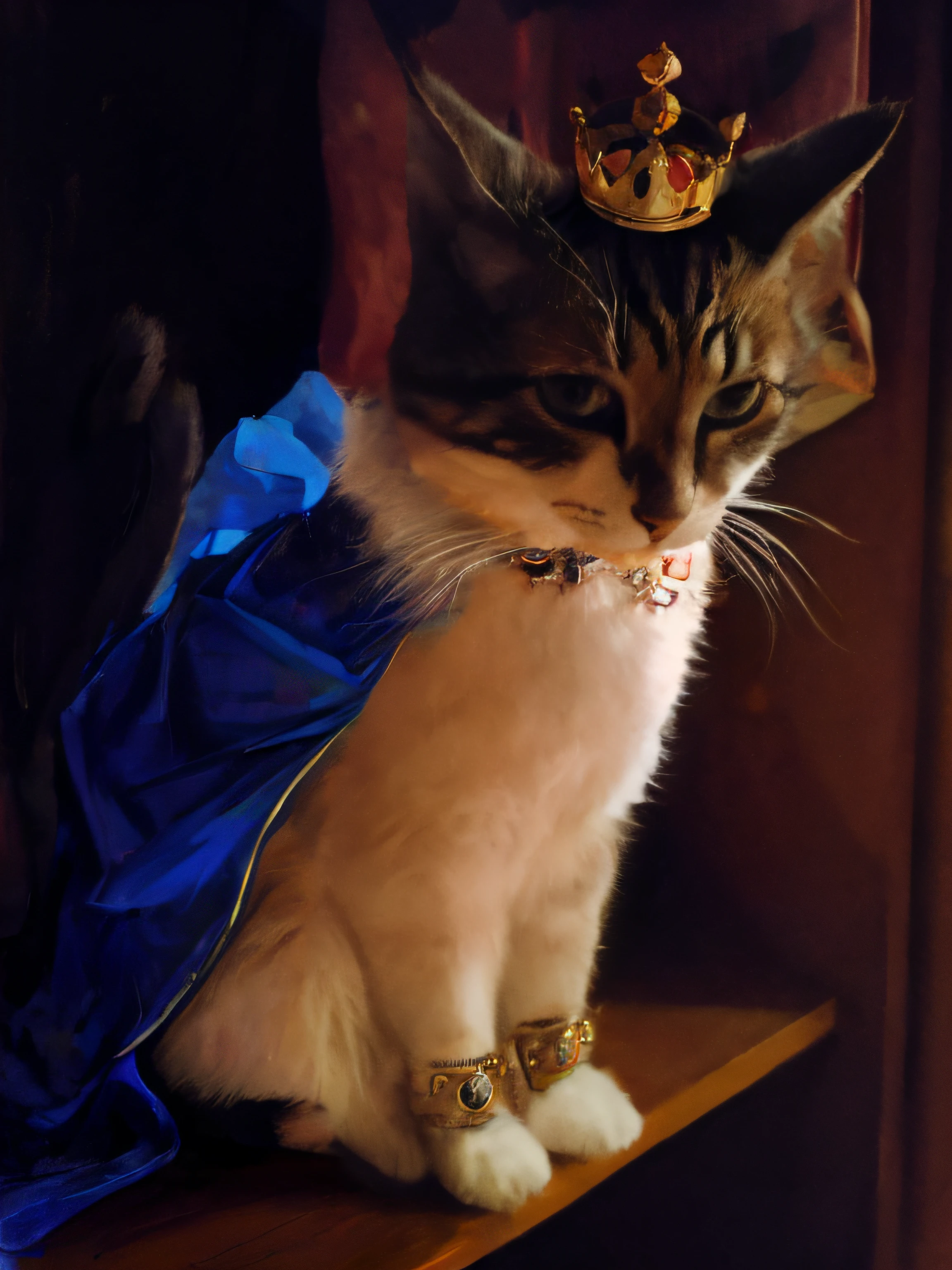 beautiful golden bracers with jewelry on cat's paws