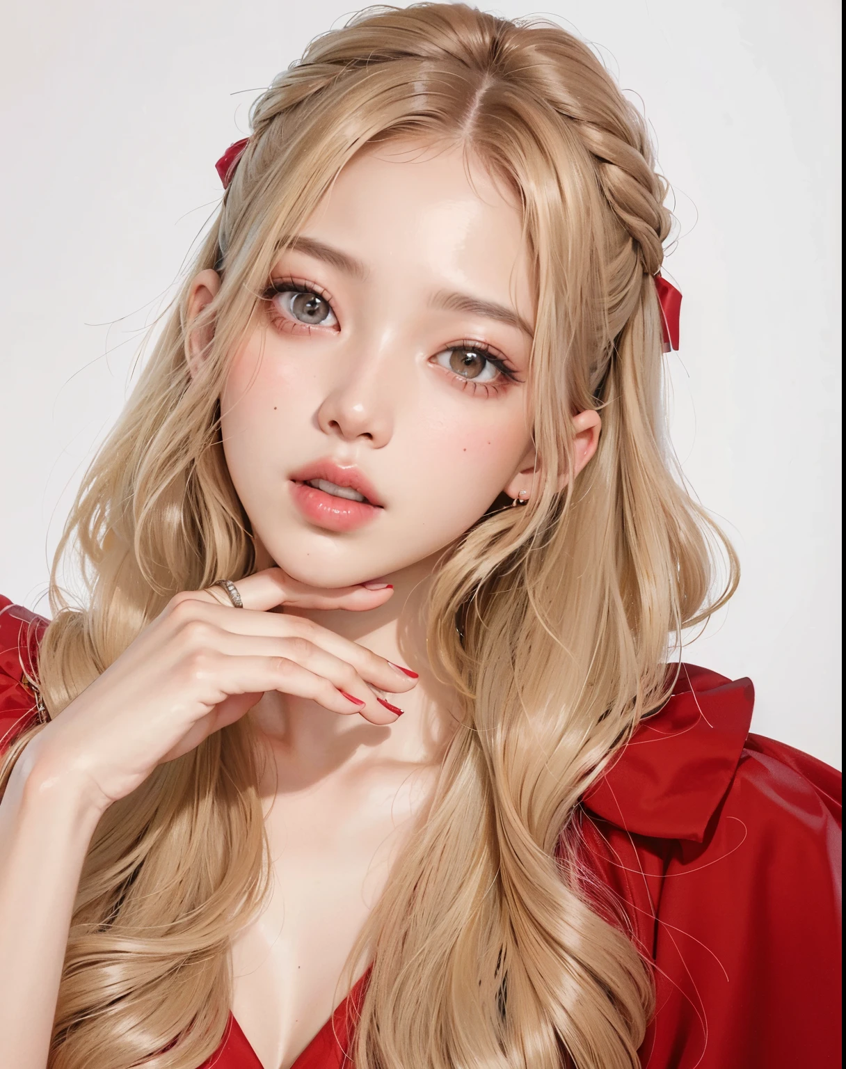 um close up de uma mulher com cabelos longos usando um vestido vermelho, Parque Roseanne do Blackpink, maquiagem sul-coreana popular, maquiagem coreana popular, Retrato de Jossi de Blackpink, jennie blackpink, jossi do blackpink, Lalisa Manobal, Mulher sul-coreana bonita, Lalisa Manoban do Blackpink, Jaeyeon Nam, Heonhwa Choe, wan adorable korean face