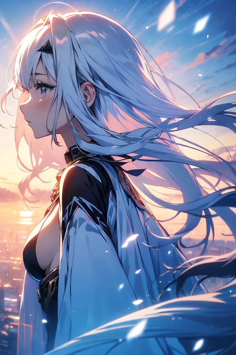 white haired anime girl ,pale skin, black wings and blue flowers, Detailed anime artwork, Important anime art details, Digital art on PIXIV, Beautiful anime artwork, Detailed Digital Anime Art, Psychedelic and dreamy anime, Anime art in detail, Discord profile picture, dark psychedelica, anime fantasy artwork, Beautiful anime art, anime fantasy illustration, Best Anime 4K Konachan Wallpaper