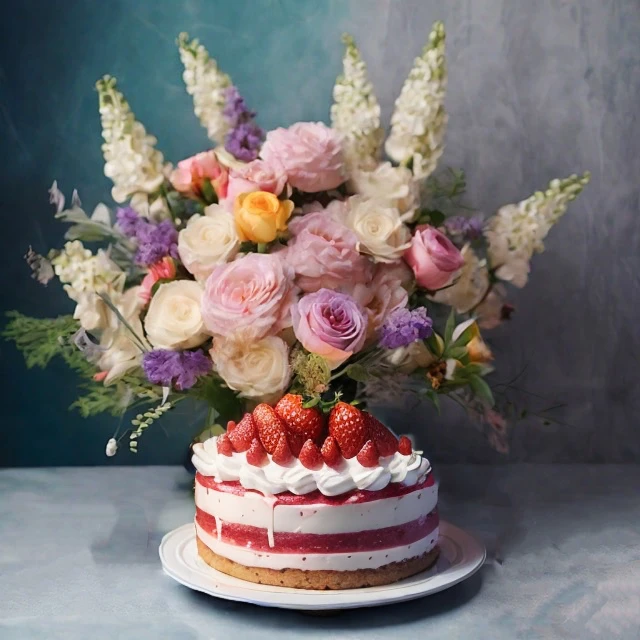 Exquisite strawberry birthday cake
