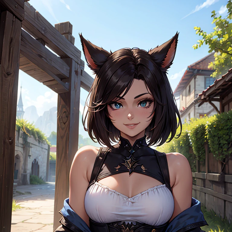 masterpiece, Highest quality,A young girl playing with her pet cat、、Rough loungewear、Daytime、Belly button