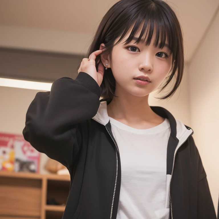 1girl in, 22year old, gradient, up looking_で_viewer, Nero_hair, Solo by JM, Yoshiko Akishino, Shorthair