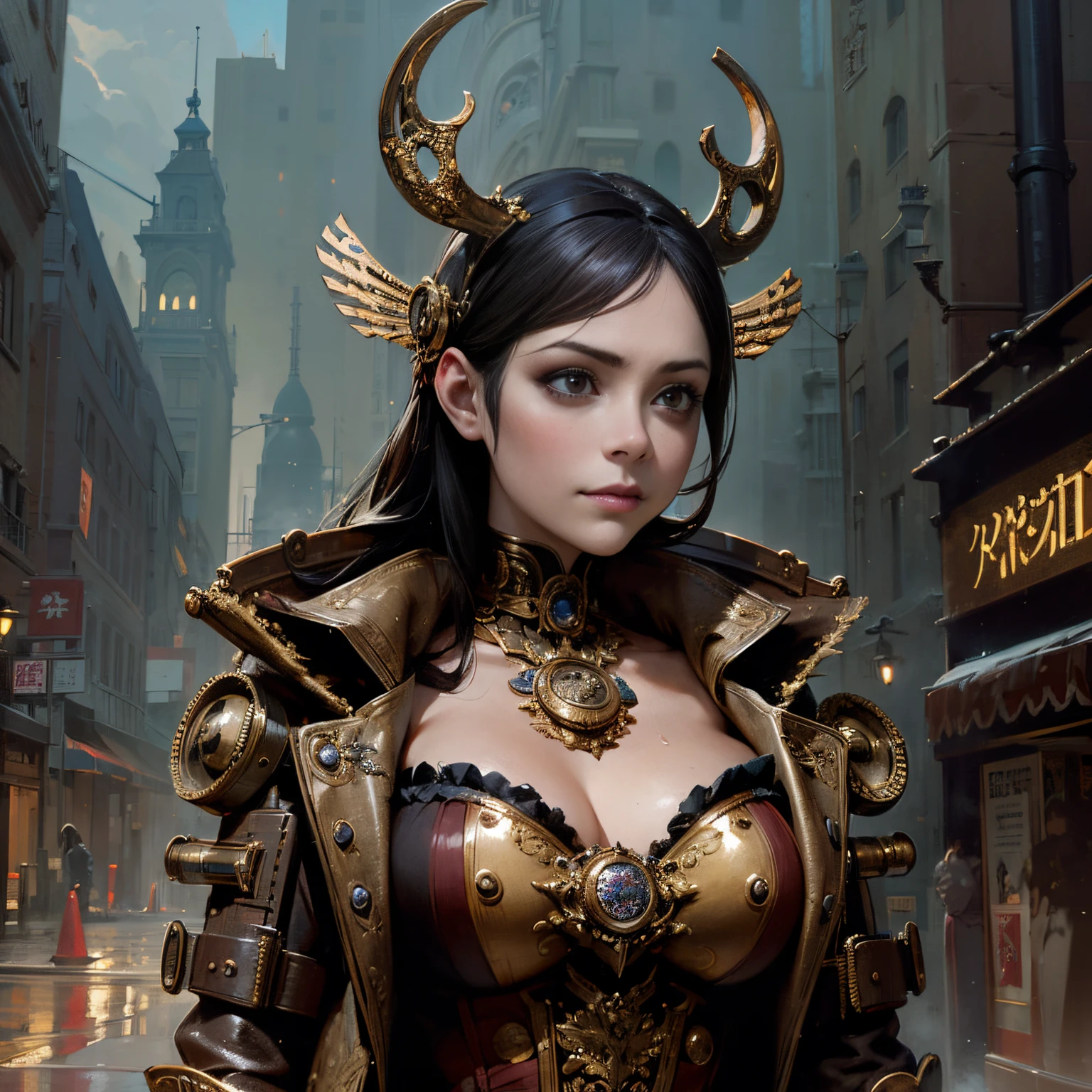 masutepiece, Best Quality, High quality,
Highly detailed, Beautiful, Intricate details,
1girl in, Solo, Serious, (angry:0.7),
A dark-haired, Long hair,
Burgundy eyes,
breasts,
Camouflage jacket, Military uniform, soldier,
break
outdoors, Cityscape, Post-apocalypse, destruction, building, Sunset, Cloudy sky,
BREAK
(Sepia background:0.7), (depth of fields:0.8), Film grain,