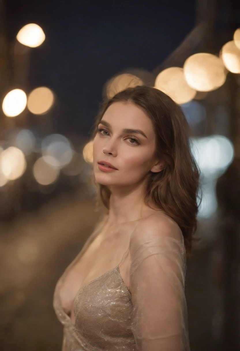 Girl on a winter night,Frontlinse,Urban background (Nahaufnahme Schuss:1.6),best qulaity,f / 1 HD-Fotografie T Bokeh,Depth of field macro The atmosphere is lustful and amorous. Ultra realistic women wear no clothes ready for photoshooting in la
