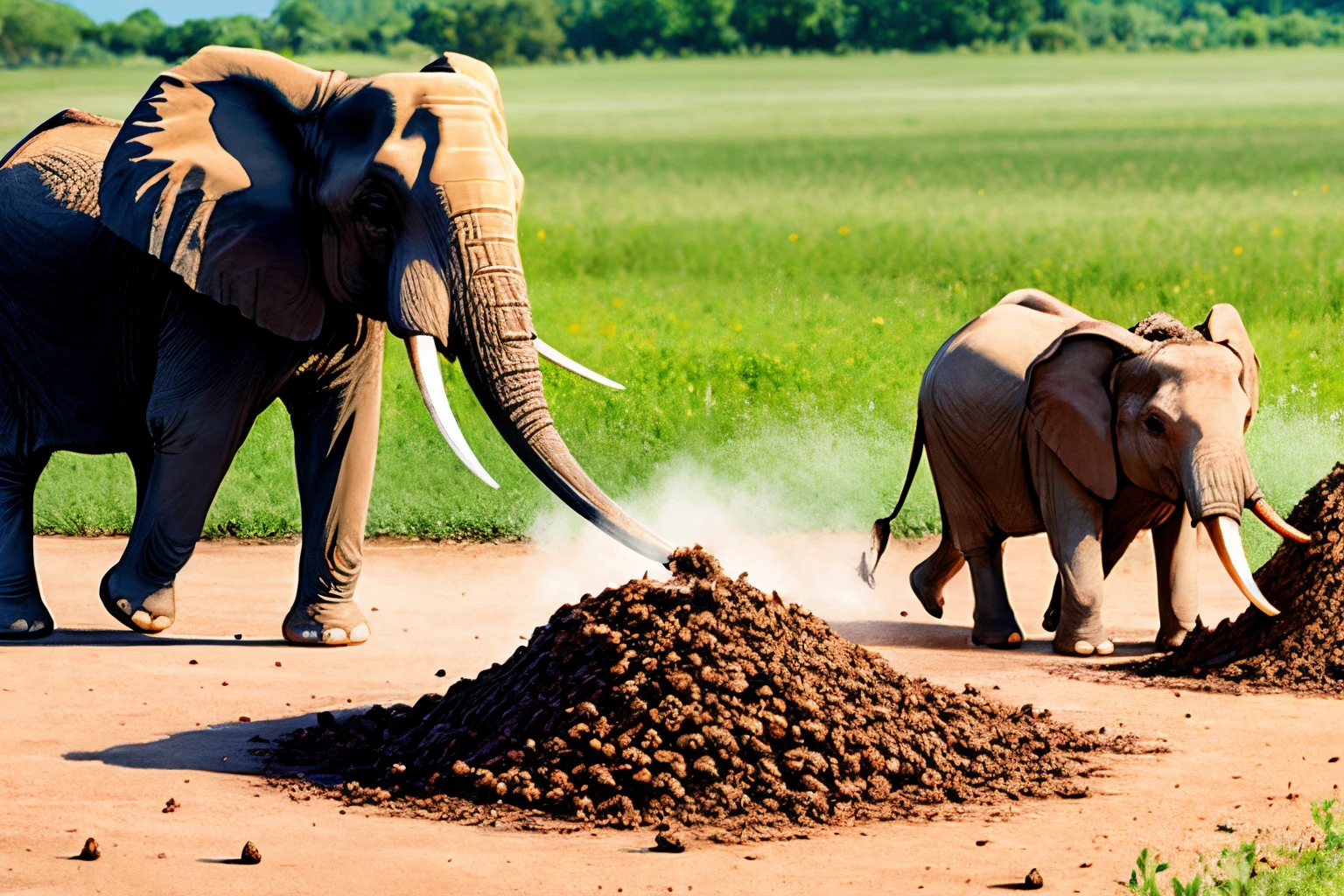 Elephant dung catches grasshoppers