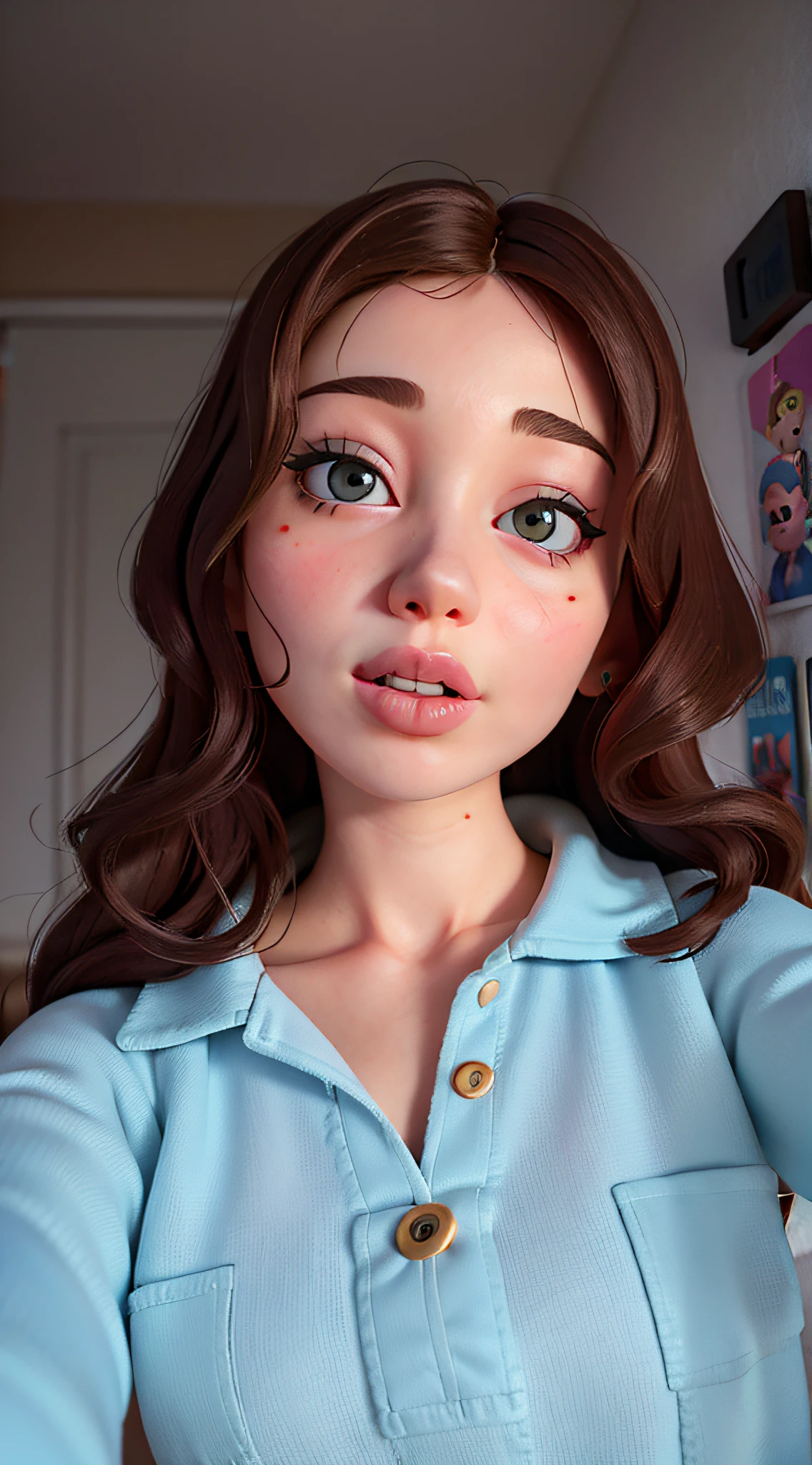 there is a woman taking a selfie with her cell phone, 🤤 girl portrait, portrait sophie mudd, solo portrait 🎨🖌️, 8k)), perfect face ), headshot profile picture, belle delphine, anna nikonova aka newmilky, selfie of a young woman, lofi portrait, thick lips, anastasia ovchinnikova, leaked image