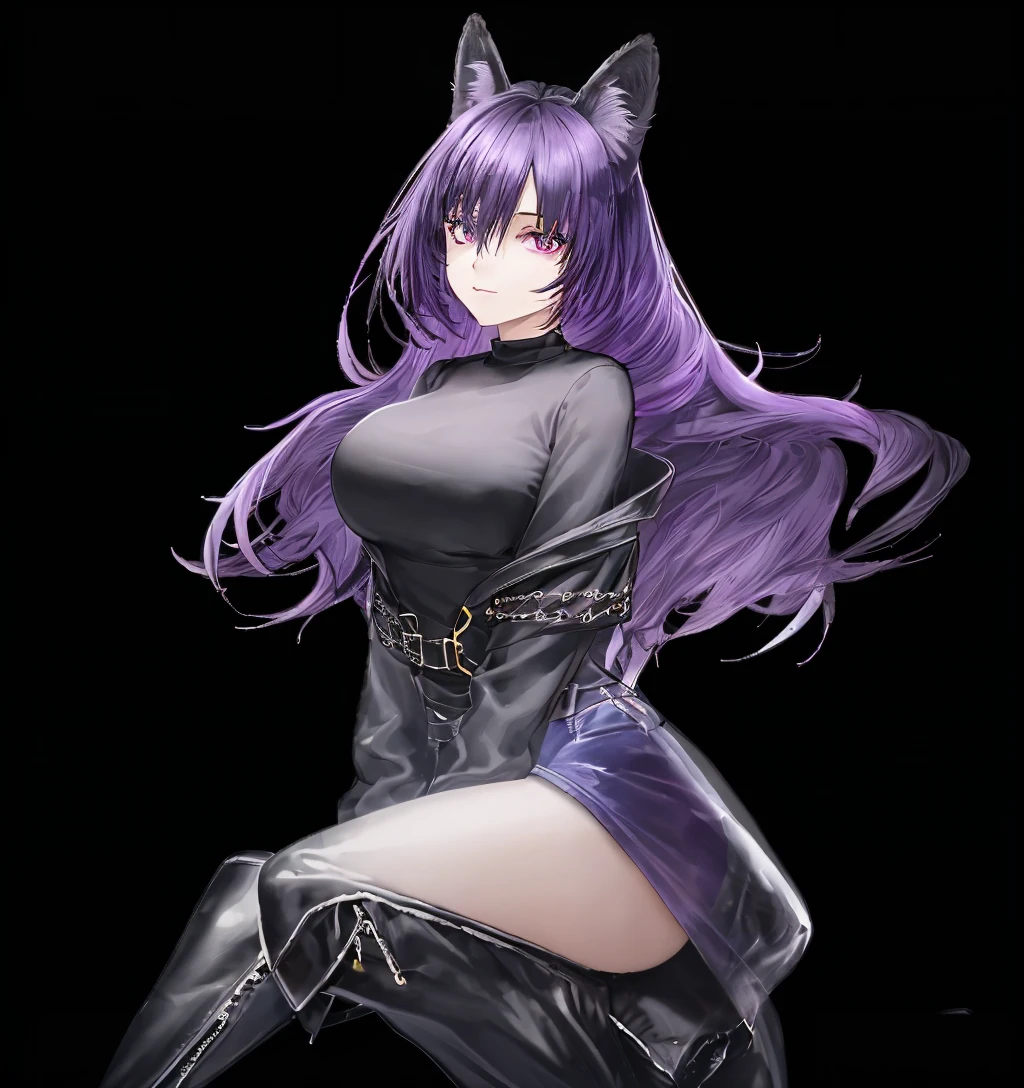 belladonna、Cat's ears、1girl in、solo、length hair、middlebreasts、A dark-haired、yellow eyes、A smile、is standing、dynamicposes、8K、masterpiece、top-quality、absurderes、perfect anatomia、cowboy shot、White shorts、Sleeveless High Neck White Crop Shirt、One Button Tail Black Vest、Black Low Heel Boots、Stockings with gradient from black to purpletop-quality、hight resolution, xxx, nsfw, sex, naked body sex, hentai, penetration, dildo masturbating
