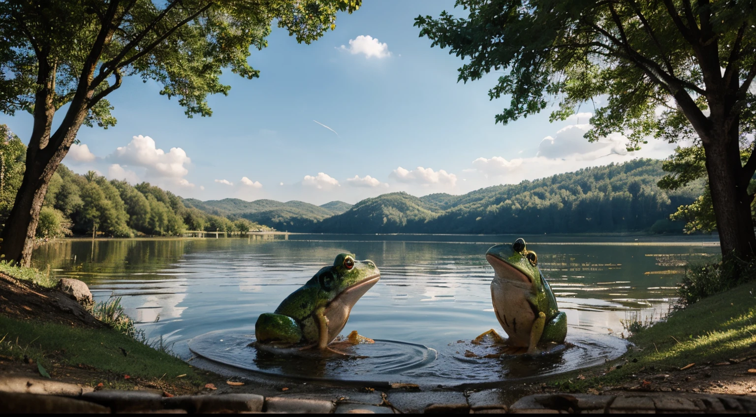 frogs fun on lake