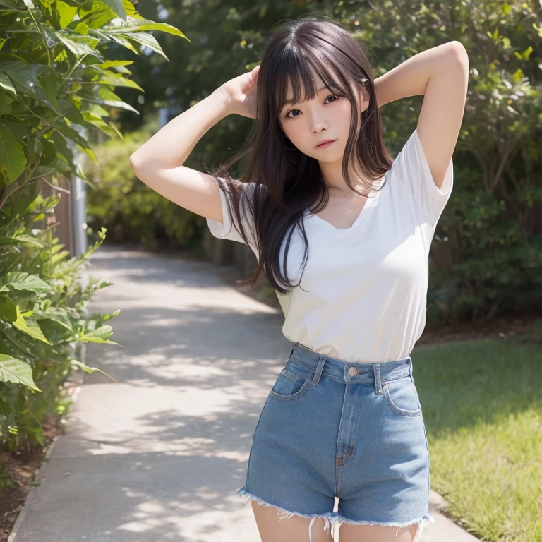 1girl in, 21years old, gradient, up looking_で_viewer, A black_hair, Solo by JM、Yoshiko Akishino