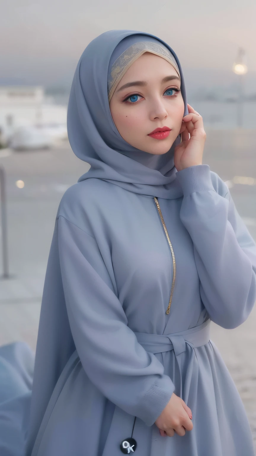 (8k, 4k, best quality, highres, ultra high res:1.1), (masterpiece, realistic, photo-realistic:1.1), 1girl,  face, close-up, blue eyes, red lips,  (looking at viewer:2), arab face, muslim women, long dress, beautifull women, long hijab, long eyelashes, eyeshadow, big eyes, covered clothes
high contrast,