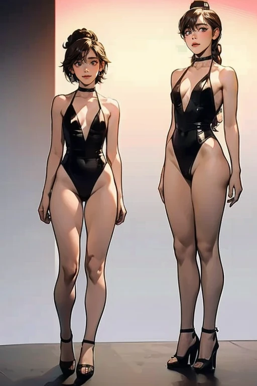 femboy, ((Masterpiece)), (Cute: 2.0), The face is extremely detailed, Enchanted expression, Strong gaze, Black Double French Braid, (Thin structure),Slightly round face, Tanned brown face, Healthy face, Big eyes, Thin thighs, (Small chest), confident pose, harsh, Almond-shaped eyes, rich palette,choker necklace,3D,open-toe high heels, goddess,open-toe high heels, goddess, Lean-yet-toned body/androgynous body aesthetic, spasm,tgirl,large erect peni,dickie,penisS,trap,(, , large , testicles, large testicles, erection), CFemboy,Otoko no ko,OTOPIP,dickie in panties, bulge