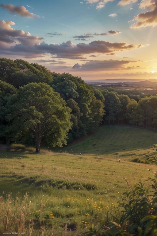 (best quality,4k,8k,highres,masterpiece:1.2),ultra-detailed,(realistic,photorealistic,photo-realistic:1.37),blue,red,orange color blend sky,clouds,trees,landscape,soft lighting,ethereal atmosphere,serene,lush green foliage,detailed tree branches,fluffy and billowy clouds,picturesque view,vibrant colors,captivating sunset,tranquil setting,no people,vivid sunset hues,subtle color transitions,peaceful scenery,natural beauty,serenity in nature,endless horizon,harmony of colors,calming ambience,soothing symphony,harmonious blend of colors,natural paradise,serene atmosphere,refreshing breeze,gentle rays of sunshine,dreamlike scene,majestic trees reaching towards the sky,tranquility in the air。