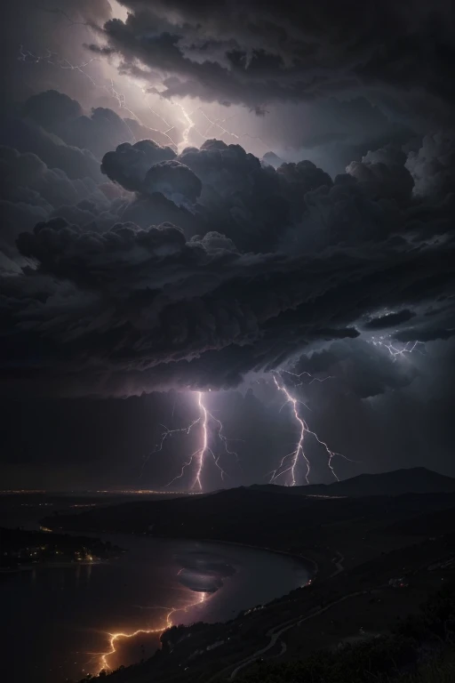 arafed image of a road with a storm coming down, harrowing apocalyptic atmosphere, apocalyptic event, ominous apocalyptic background, apocalyptic background, apocalyptic landscape, apocalyptic atmosphere, apocalyptic scene, apocalyptic environment, apocalypse hurricane storm, apocalyptic scenery, end of the world, end of world, shockwaves are coming out, apocalypse landscape, dramatic lightning digital art, extreme weather