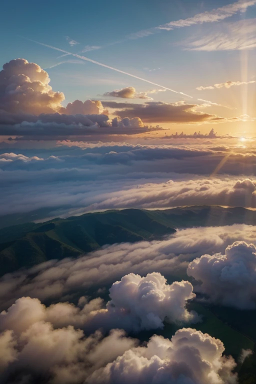 (best quality,4k,8k,highres,masterpiece:1.2),ultra-detailed,(realistic,photorealistic,photo-realistic:1.37),sky,clouds,cumulus clouds,long shadows,sun rays,ethereal light,colorful hues,dreamy atmosphere,vibrant colors,luminous skies,soft edges,light-filled,fluffy clouds,puffy clouds,soft sunlight,dappled light,serene ambiance,expansive horizon,touch of warmth,wispy clouds,endless expanse,fleeting moments