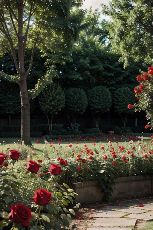 garden full of red roses