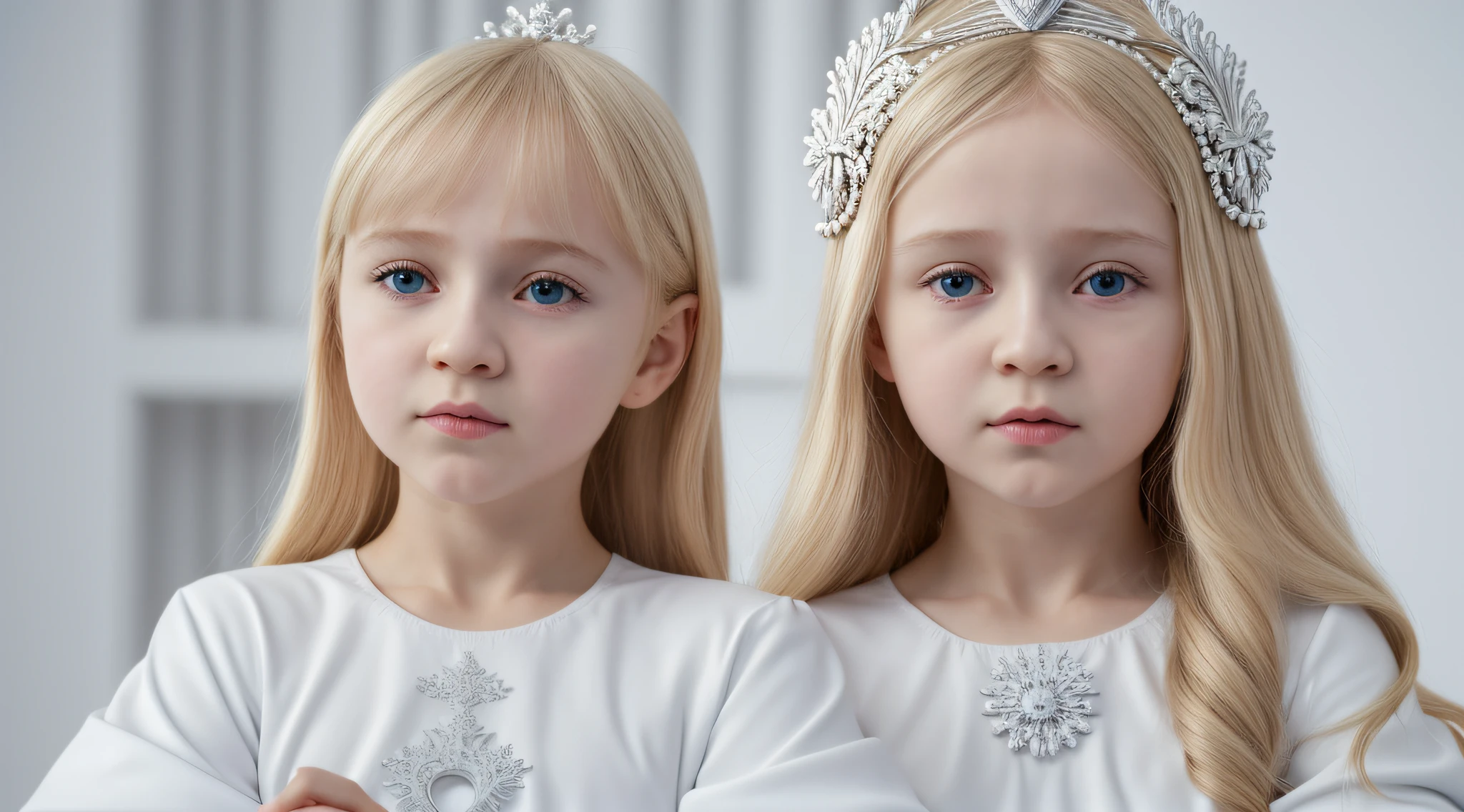 imagem de uma Russian blonde child girl , sentados em um trono, arte chave, promocional ainda, Arte da sede, the temple of truth is white, vestindo terno branco futurista, arte promocional, hq 4k papel de parede, um humano todo branco, imagem promocional do filme, 2 0 1 5, 2015, filme promocional ainda, Trindade, retrato vfx altamente detalhado de