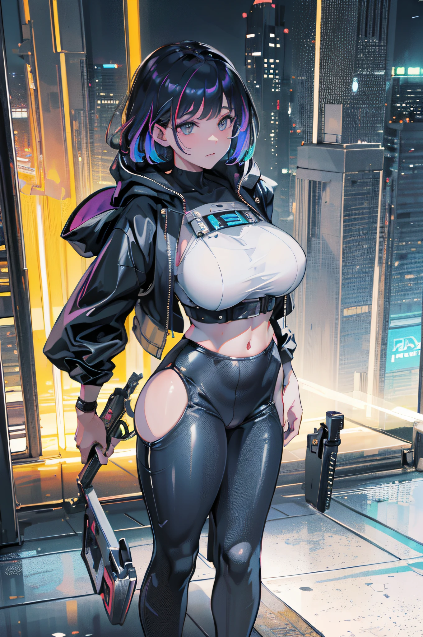 ultra detail, high resolution, ultra detailed, best quality, amazing, top quality, extremely detailed CG unity 8k wallpaper, cinematic lighting, cat fangirl, cyberpunk, dark girl, breasts, thick smooth thighs, camel toe