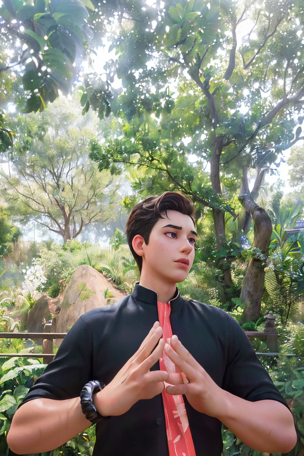 (RAW photo:1.2), ((photorealistic:1.4),(masterpiece:1.3),(best quality:1.4),ultra high res,(detailed facial features),(detailed clothes features),HDR,8k resolution, skin tight, (shiny skin),(extreme detailed illustration),1boy,18 years old,clean,no Beard,
full body,stand,