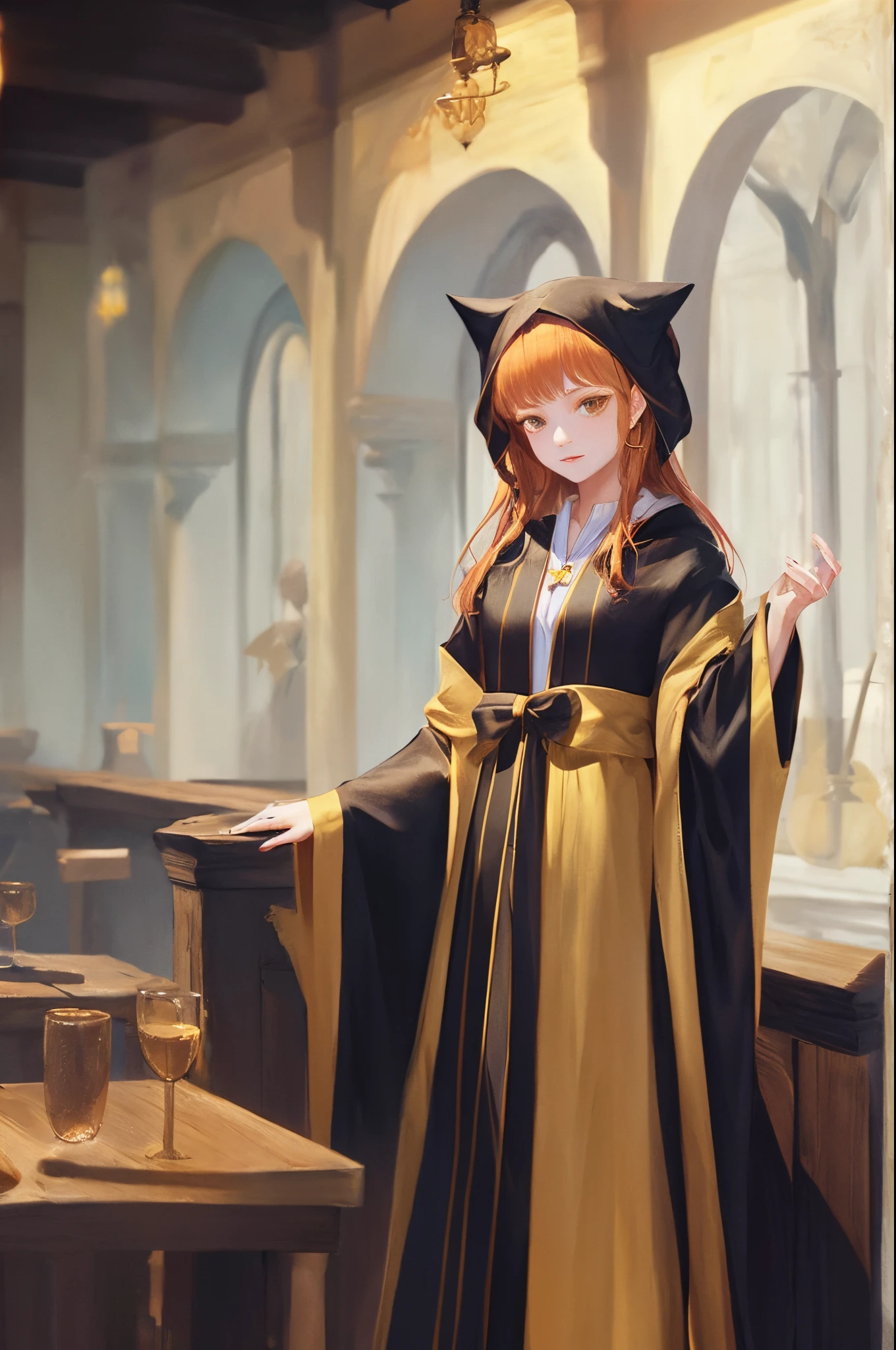 beautiful ginger girl in hufflepuff robes