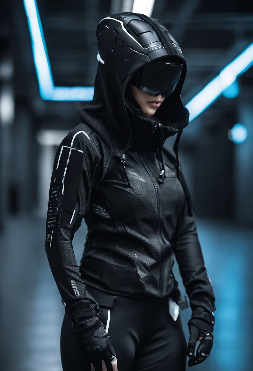(tmasterpiece, top-quality, Best quality, offcial art,4K:1.2), 1girl,Wearing a cyberpunk sweatshirt,Cyberpunk style jacket,hooded,cyberpunk helmet,Now on the streets,staredown,dynamicposes,