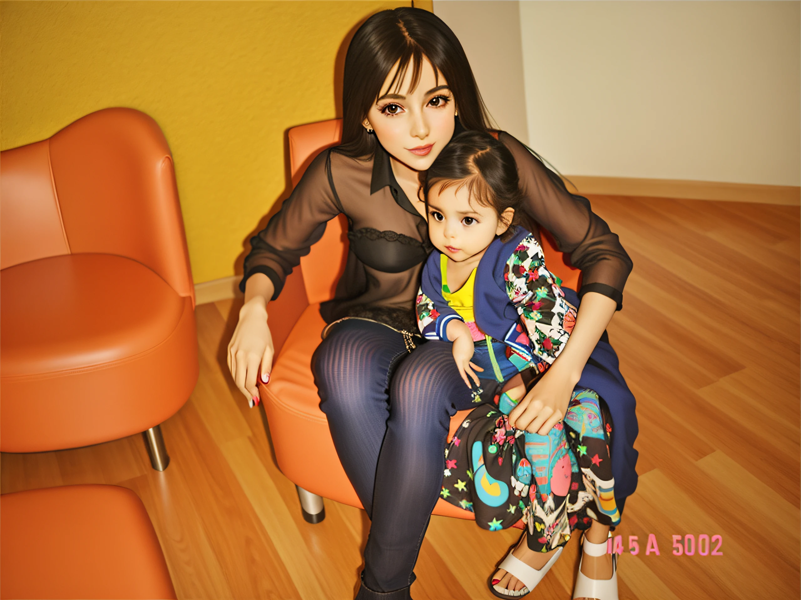 there is a woman sitting in a chair with a , with a kid,delagem para dulce e gabanna, babies in her lap, 3 5 year brazilian mother, Alena, coluna, Estefania Villegas Burgos, Liana, 2 anos, Foto realista, tiradas no final dos anos 2000, Latim, Loli
