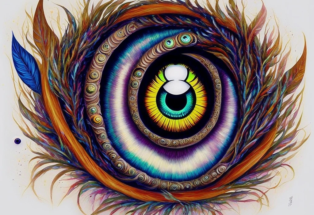 a painting of a spiral with a blue eye in the center, a surrealist painting by Amanda Sage, Artstation, psychedelic art, mystic eye, portrait of a mystical giant eye, brain tree eye holy grail, dan mumford and alex grey style, psytrance artwork, numenera, the eye of god, spiral eyes, eye of the storm, surrealcore