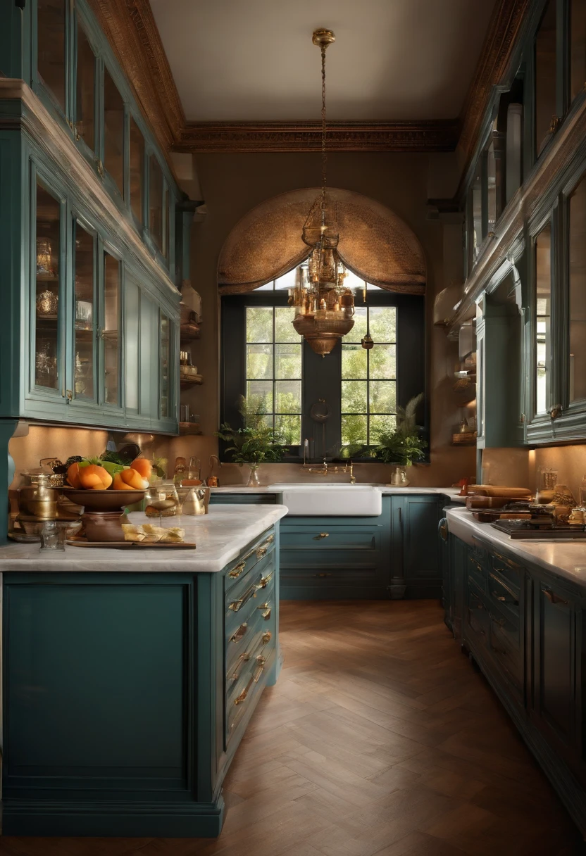 kitchen interior, neoclassical style,