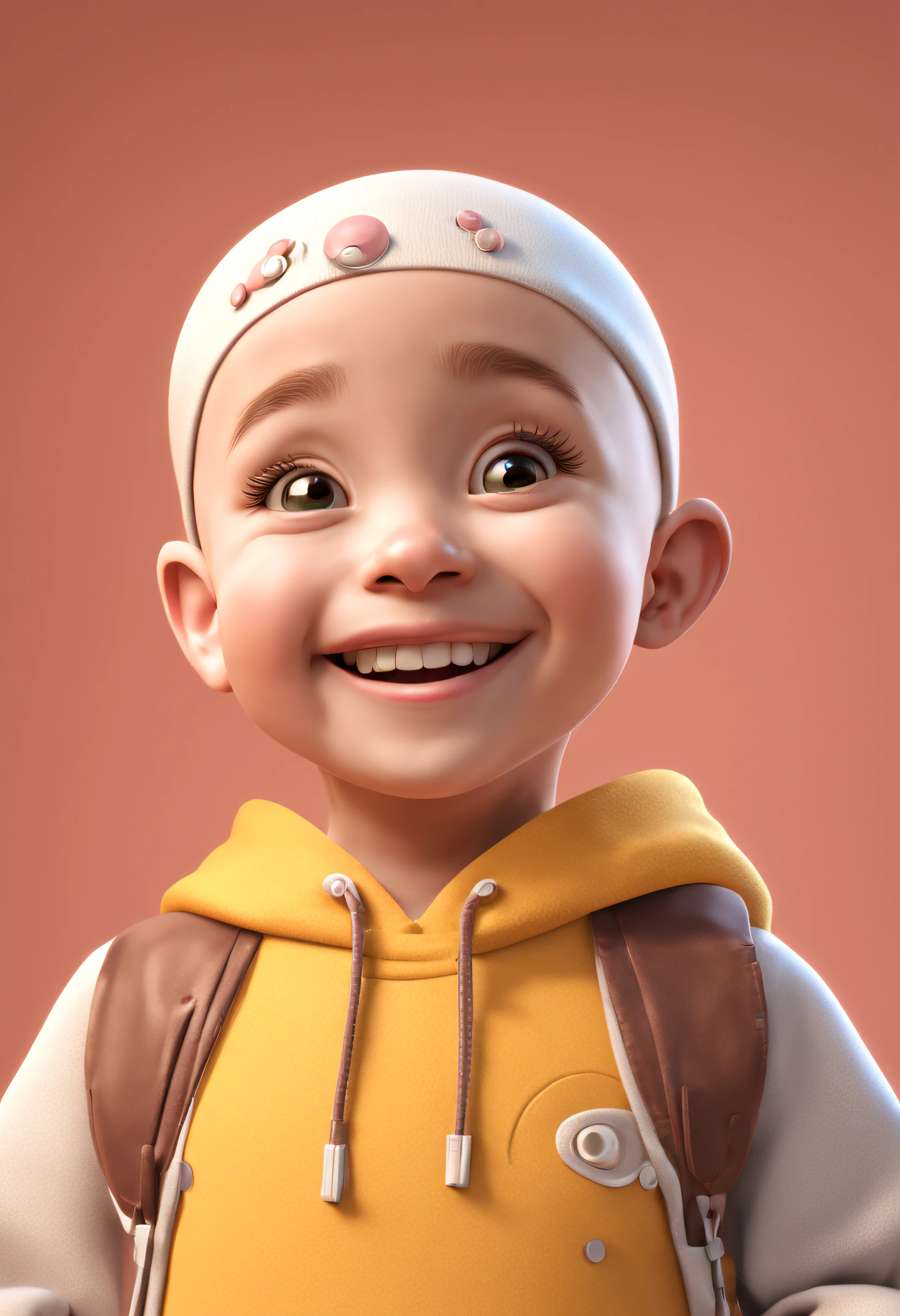 character, child cancer, Happy, 3d pixar style, 3d disney style, 3d render, full body, in high resolution, 35mm, lightroom, 4k.