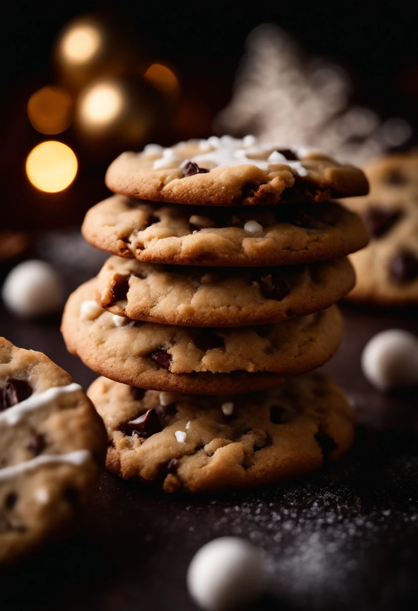 a detail shot of a Christmas cookie with a bite taken out, showcasing the soft and chewy texture and tempting everyone to have a taste