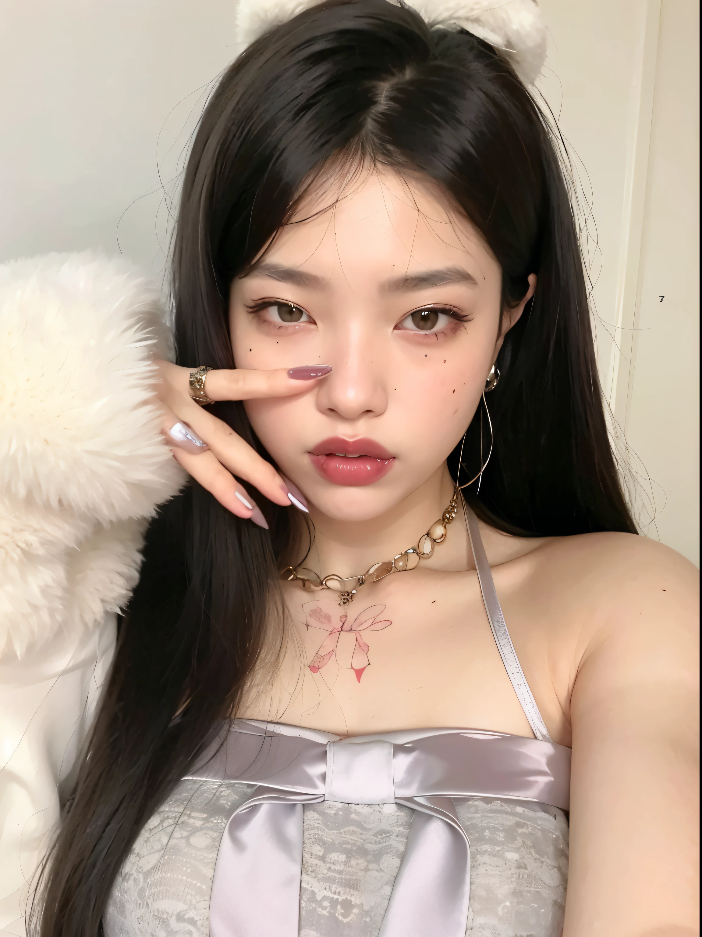 garota araffe com cabelos longos e um colar fazendo um sinal de paz, jennie blackpink, jossi do blackpink, jaeyeon nam, portrait of jossi do blackpink, Jinyoung Shin, parque roseanne de blackpink, Ulzzang, Heonhwa Choe, Lalisa Manobal, korean idol, taejune kim, estacionar a partir de-min, adorable and pale korean face