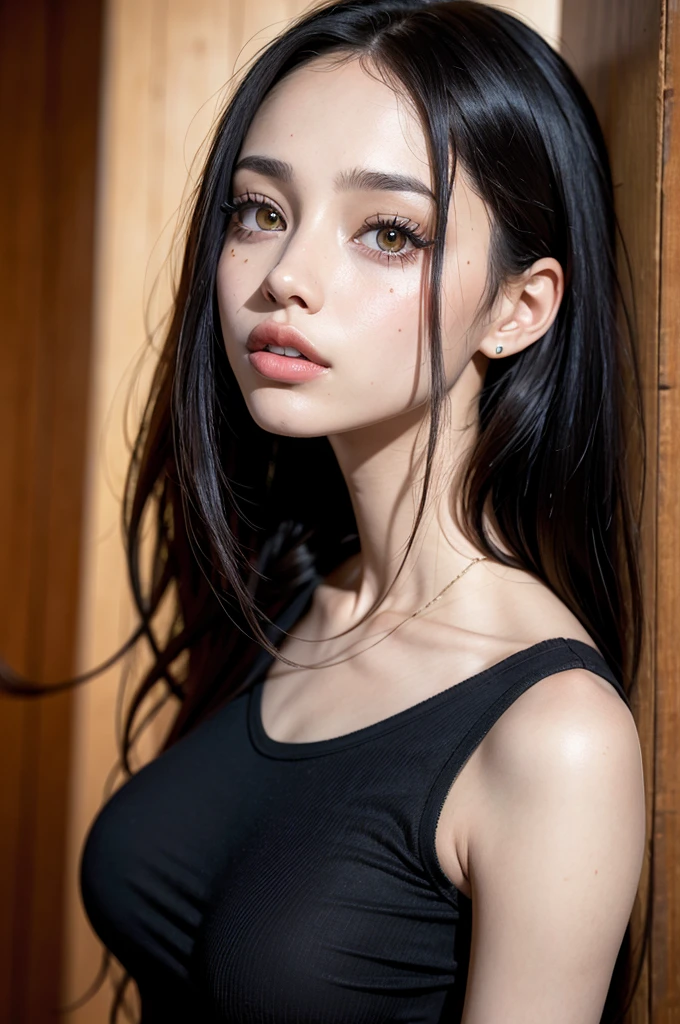 Arafed Mujer con cabello largo y rojo y un top negro, Retrato Sophie Mudd, con cabello largo y ojos penetrantes, con tatuajes, Anna Nikolanova aka Newmilky, with pale skin, Hermosa Kacey Rohl, Marca ariana, soft, pale skin, Hermosa modelo joven, Billie Eilish, Fanart, Modelo muy bonita, Hermosa modelo, Hermosos rasgos de cara fina