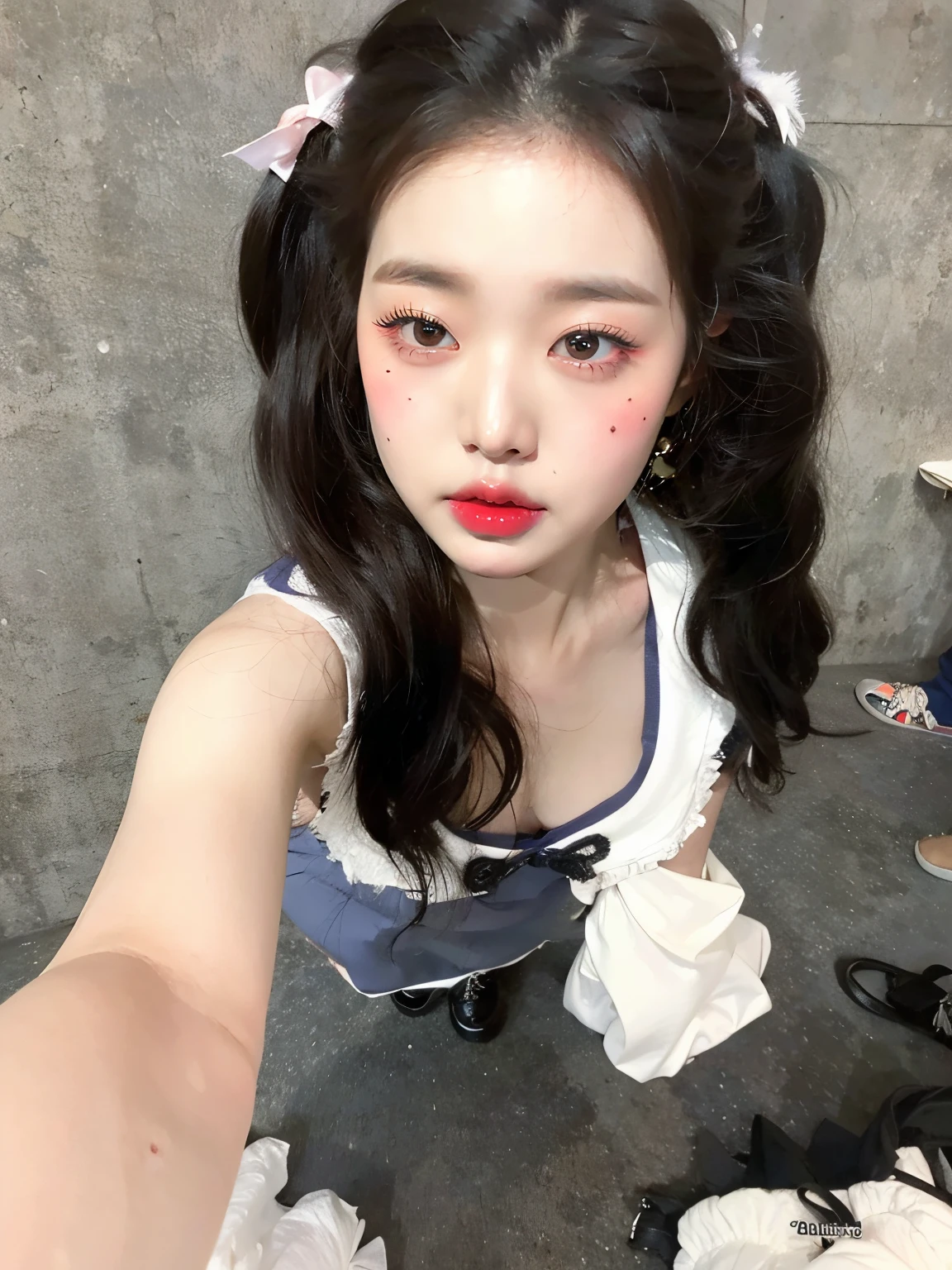 Chica araffe con labios rosados y vestido blanco., ulzzang, 8k selfie photograph, Wan adorable cara coreana, Jinyoung Shin, Joven y adorable rostro coreano, maquillaje popular de Corea del Sur, Chica coreana, Sha Xi, maquillaje coreano popular, chica muy hermosa, Jaeyeon Nam, Hermosa joven coreana, cruel korean goth girl, young cute wan asian face