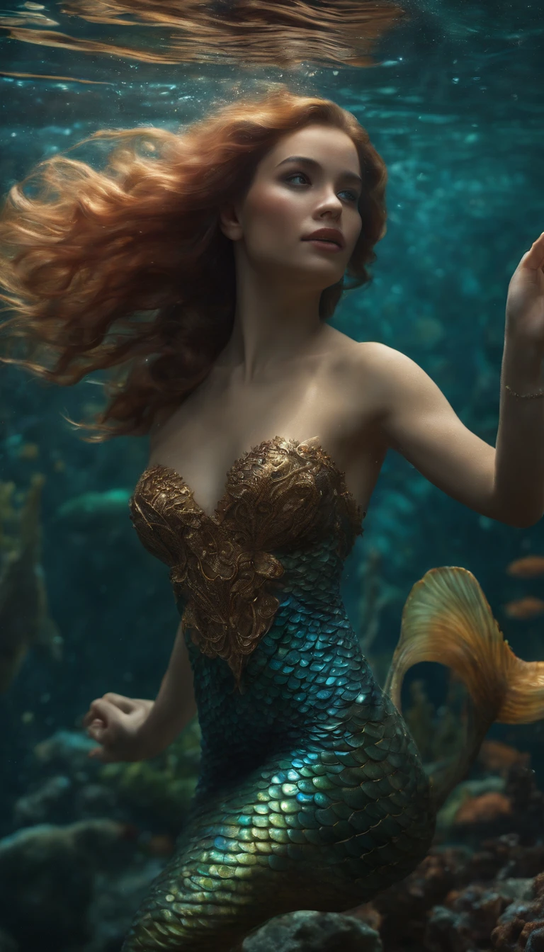Mermaid, beautiful, real image, cinematic quality, nude, detailed photo, high solution