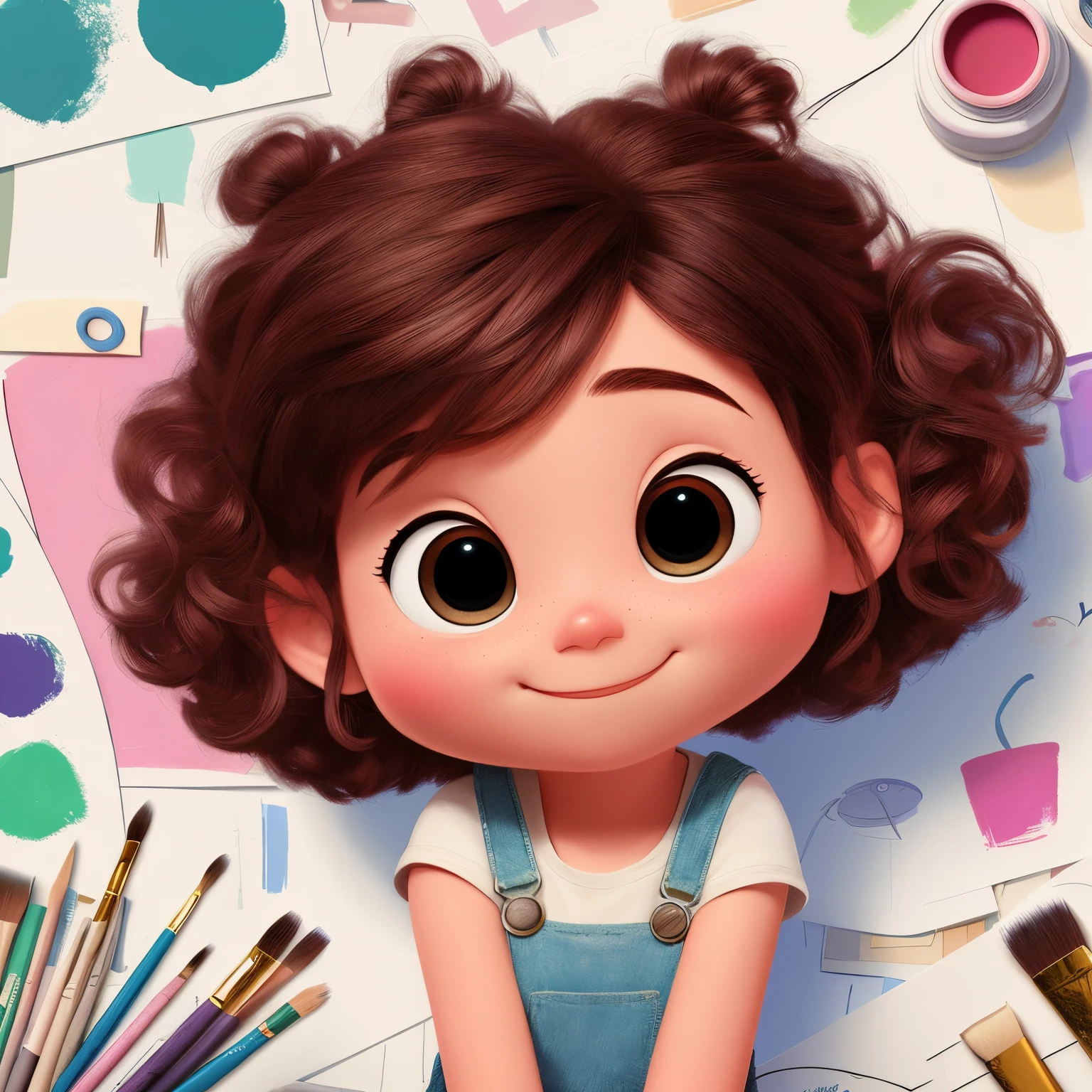 a cartoon girl using brushes, painting digital adorable, retrato pixar, Estilo de Arte Pixar, design de personagem bonito pixar, no estilo da Disney Pixar, arte digital bonito, pixar retrato 8 k foto, estilo pixar dos desenhos animados, Estilo de arte da Pixar, estilo bonito dos desenhos animados, Estilo dos desenhos animados da Pixar, estilo de arte dos desenhos animados, arte pixar, personagem pixar bonito