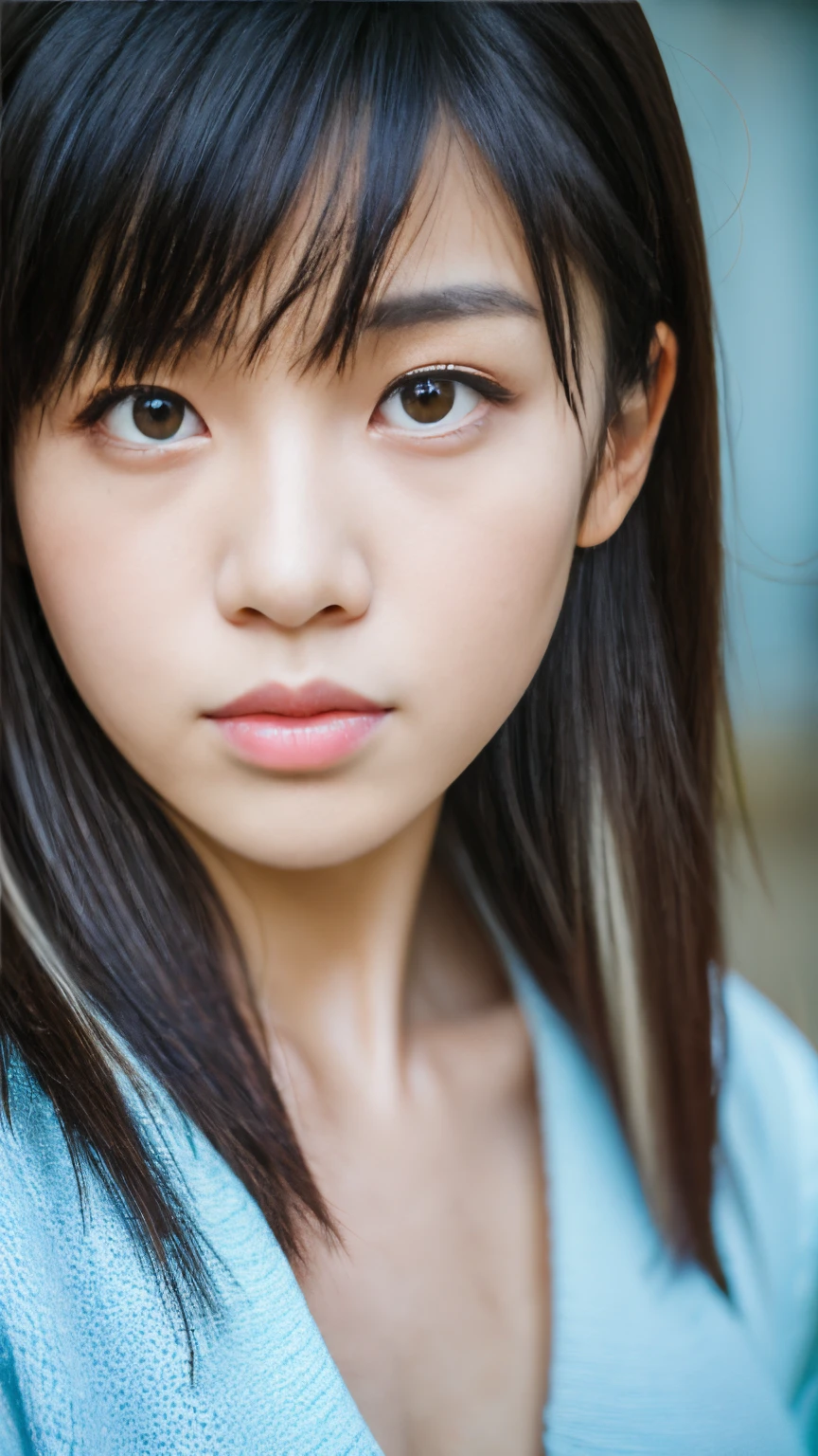(Raw photography、top-quality)、(realisitic、Photorealsitic:1.3)、masterpiece、extremely delicate and beautiful、A highly detailed、Unity、8K、astonishing、Detailed detail、ultra-detailliert、hight resolution、absurderes、foco nítido、Cinematic lighting、Clean clothing、Detailed finger、1人、(ulzzang -6500-v1.1: 0.6)、(realistic skin textures)、Depth of subject、Film grain、Ilford HP5、
