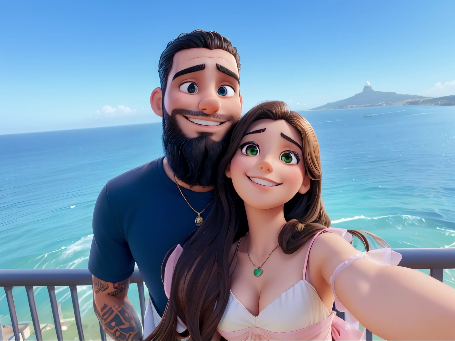 Um casal apaixonado na praia