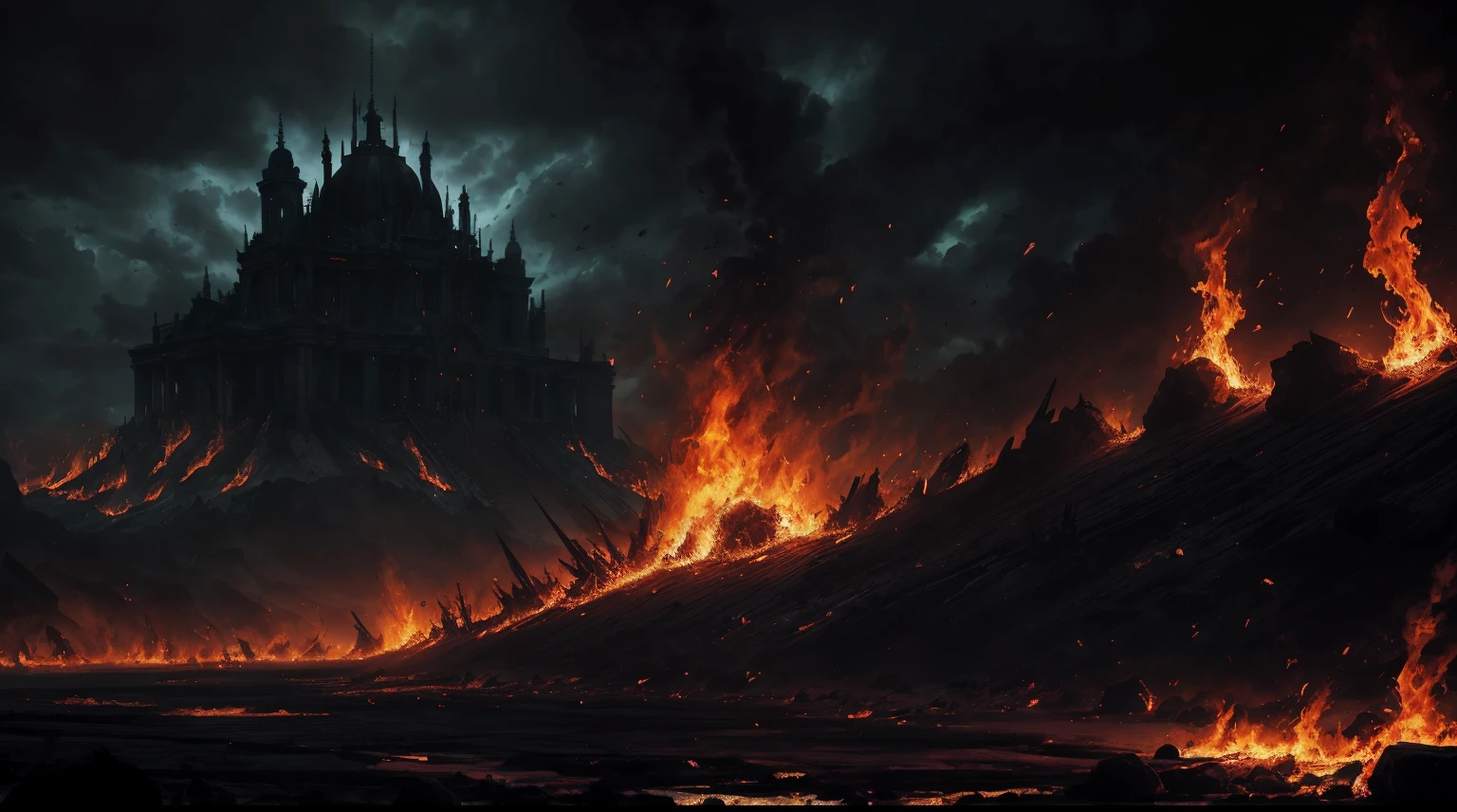 demonio rojo maldito rompiendo los 7 sellos,detailed demonic characteristics,ominous atmosphere,Sombras oscuras y reflejos,[siniestro],Fondo infernal,[apocalyptic],ojos llameantes y aliento de fuego,garras y colmillos manchados de sangre,[intenso],fuego del infierno y azufre,[Poder destructivo],Epic battle scene,High resolution artwork with extremely detailed description.,una pesadilla hecha realidad,Presencia poderosa e imponente,chaos and destruction unleashed,illuminated only by flickering flames,Paisaje devastado,macabro y aterrador,with a touch of gothic art,colores vibrantes con un oscuro, trasfondo siniestro[Arte conceptual de obra maestra],inquietante e inquietante,Ominous lighting and shadows