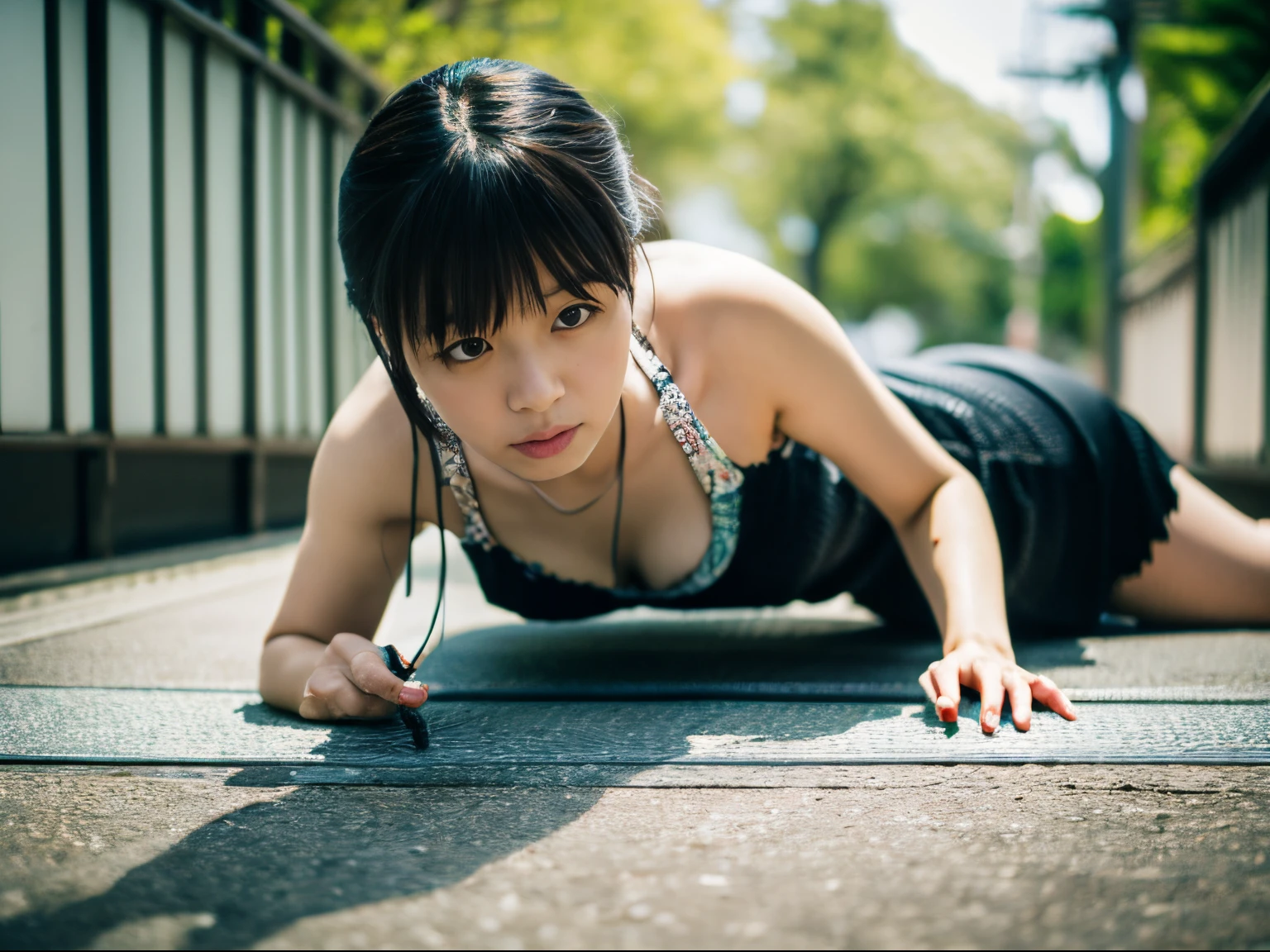 A Japanese Lady,crawling on all fours,dog collar, surrealism, F/1.2, Fuji Film, 35 mm, 8K, Super Detail, nffsw, masutepiece, Textured skin, High quality, Best Quality, hard disk