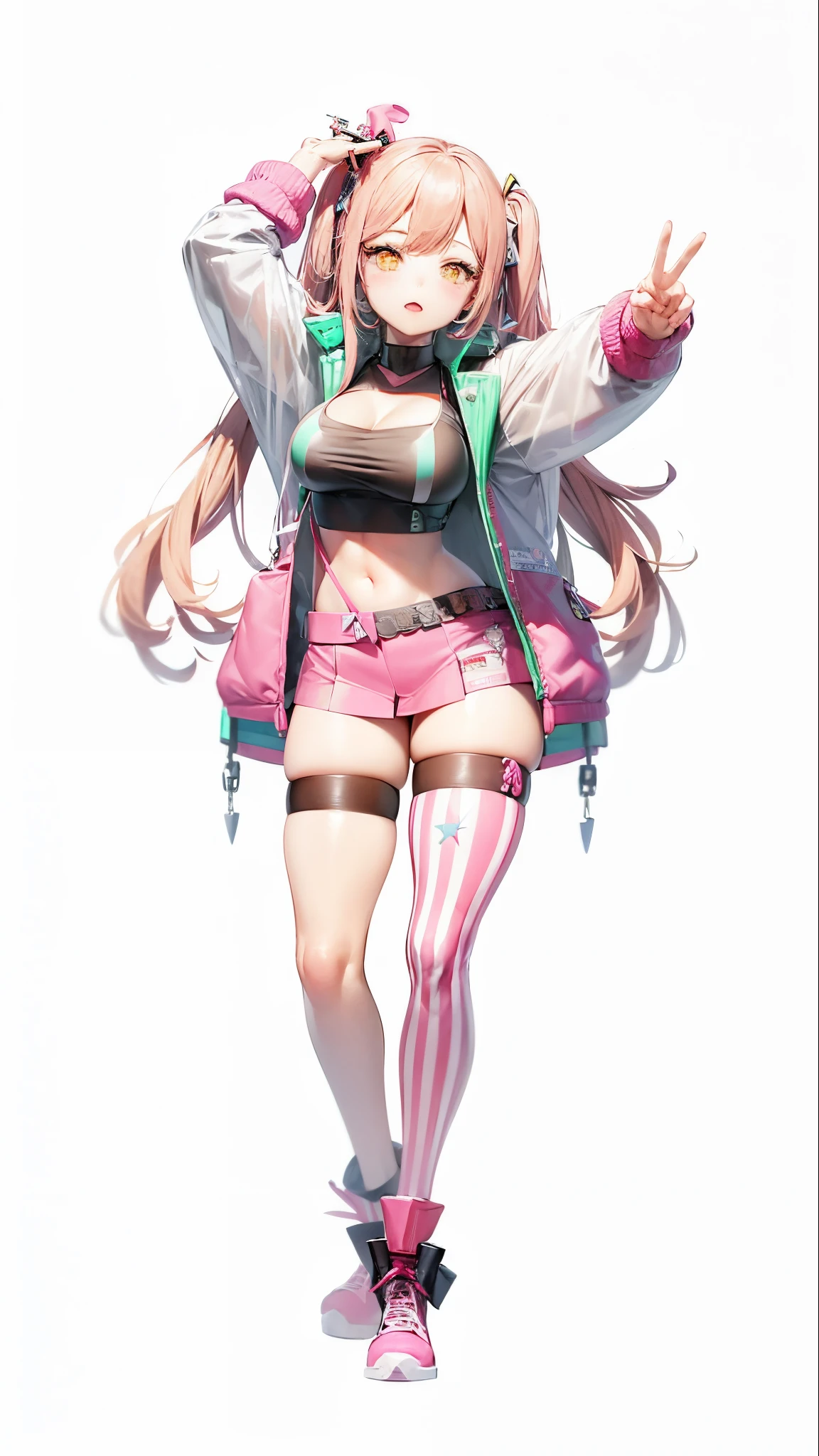 a close up of a person with a pink outfit and a pink hat, from girls frontline, from the azur lane videogame, official character art, chiaki nanami from danganronpa, katana zero video game character, junko enoshima from danganronpa, azur lane style, render of april, kda, nikke jackal