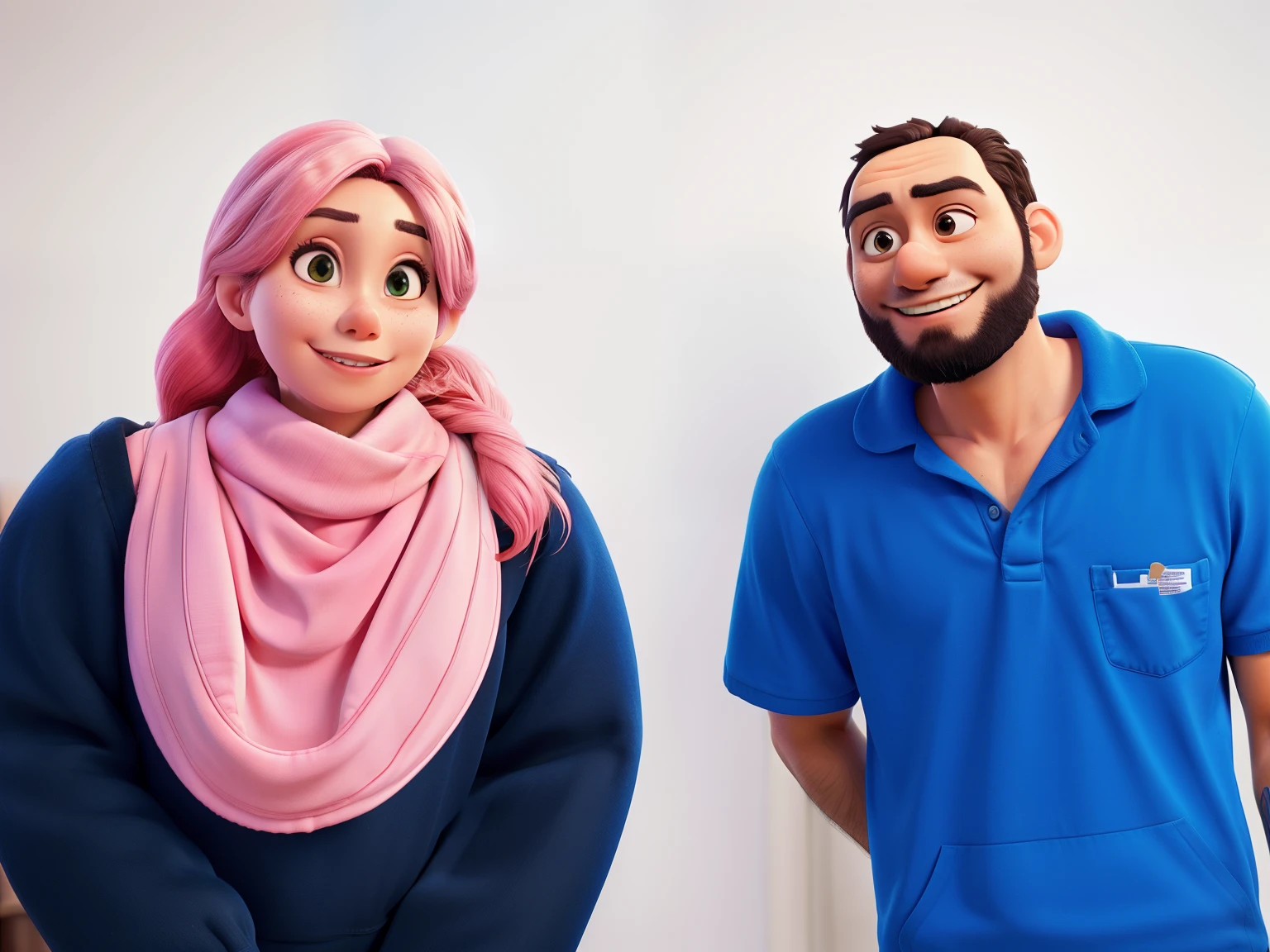 there are two people standing next to each other in a room, portrait of two people, facebook post, ghutra and egal, taken with sony alpha 9, shot on canon eos r 5, shot on canon eos r5, medium shot of two characters, shot on nikon z9, instagram post, captured on canon eos r 6, black hair, Surrealism, 8k, super detail