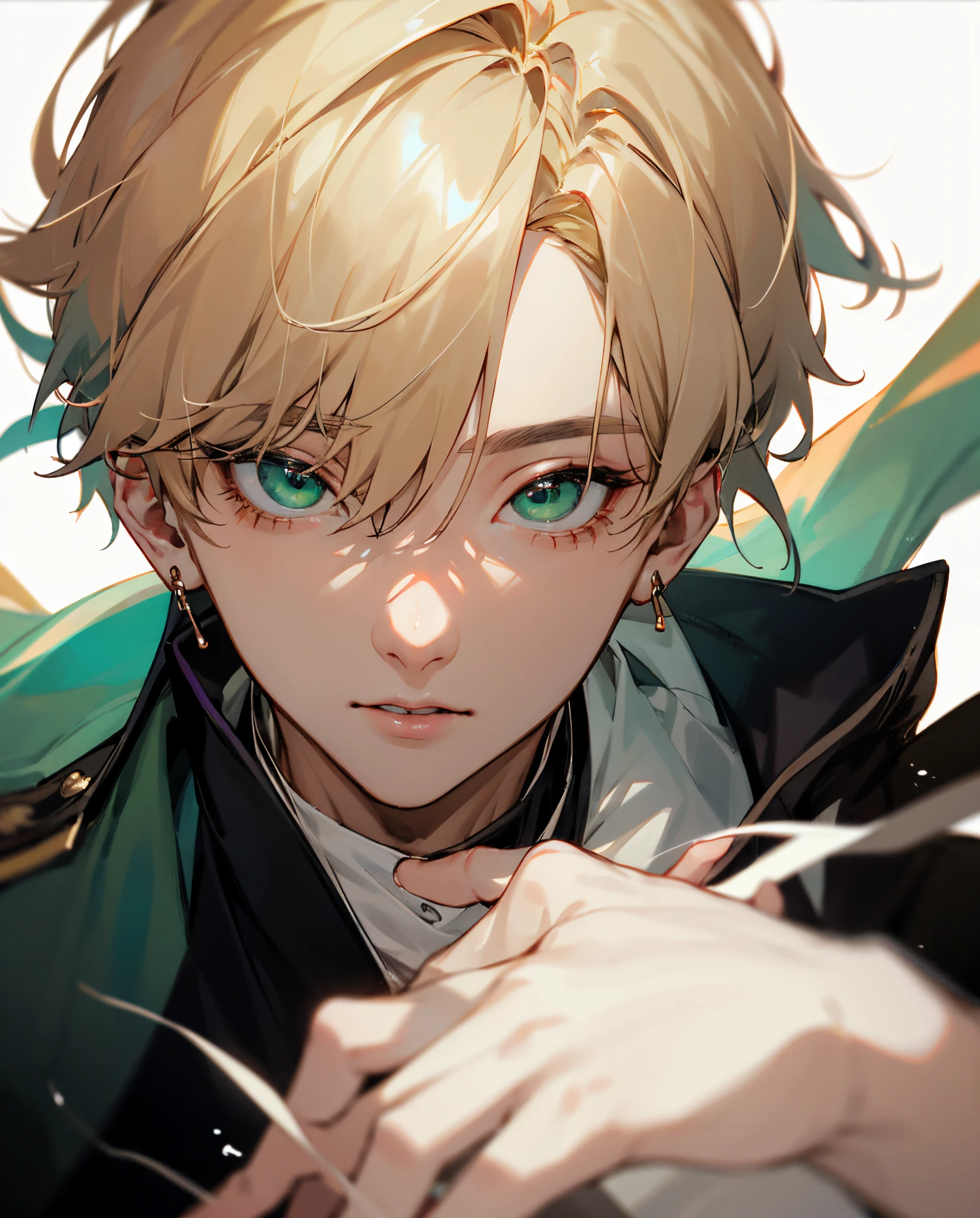 jungkook from bts with blonde hair and green eyes