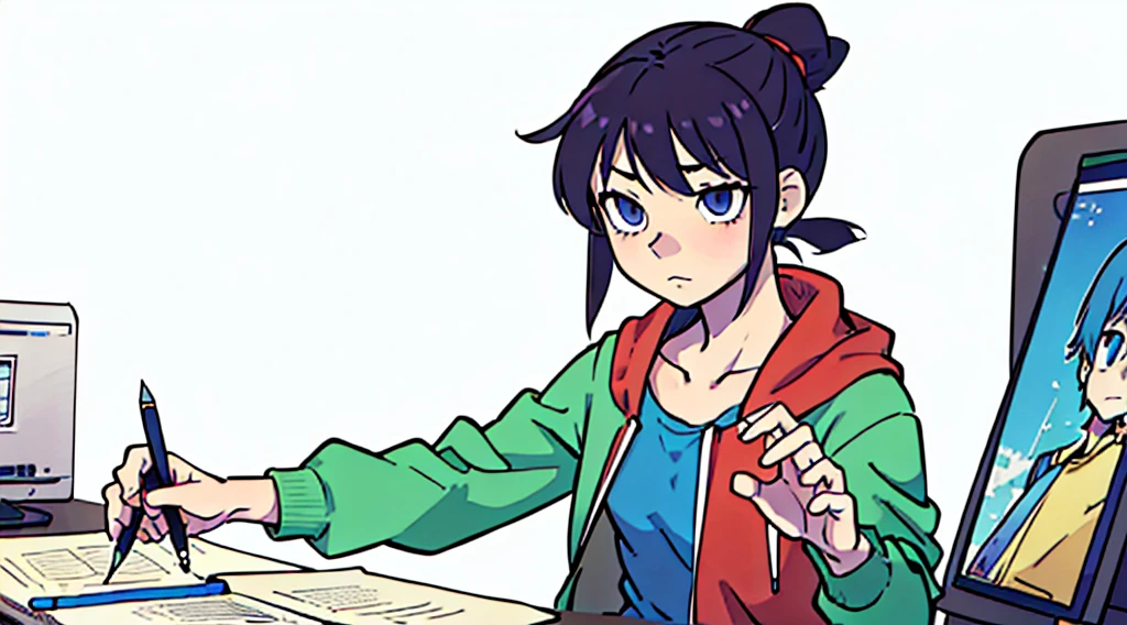 Desenhei uma personagem otaku ,drawing version