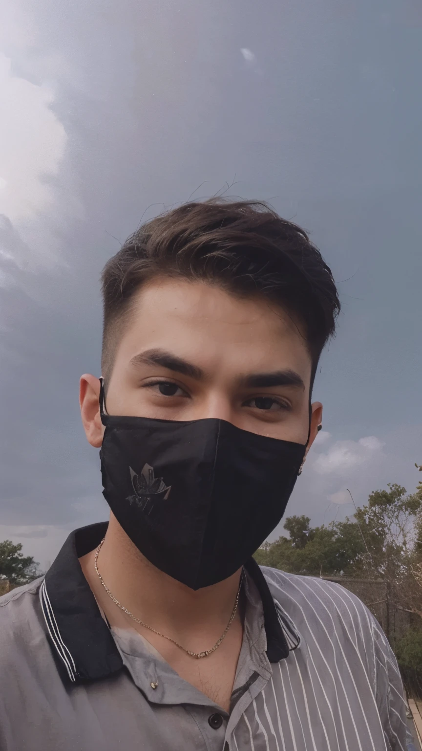 arafed boy wearing a black mask and earphones while standing in a room, wearing all black mempo mask, wearing mask, wearing facemask, with accurate face, wearing a mask, some of them use gask mask, full mask, front profile!!!!, no face mask, facemask, with kind face, clean face, real ungine, ayan nag