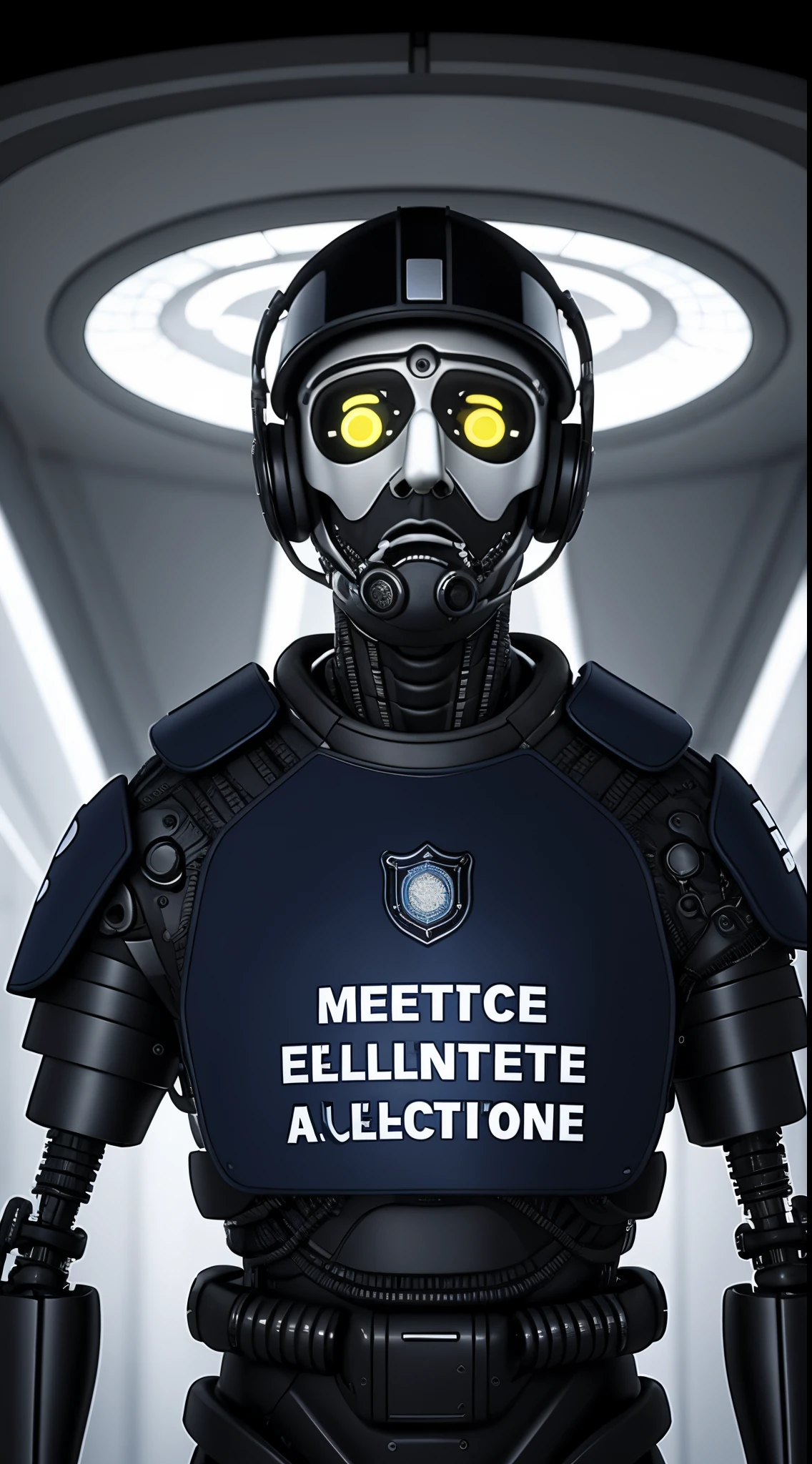 Crée un logo 3D avec un hiboux cyborg ou un de ces deux yeux comporte un viseur électronique. Écrit sur le logo en titre principal "BJ Protect" avec une police d'écriture en 3D en mettant un sous titre : "l'intelligence connecté"