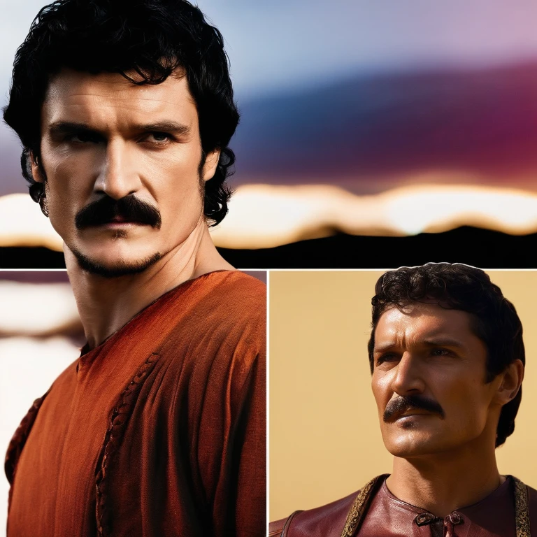 Oberyn is a tall man with black hair and a beard, famously portrayed by Pedro Pascal,Game of Thrones TV series,Oberyn is a tall man with black hair and a beard, famously portrayed by Pedro Pascal,face,photo