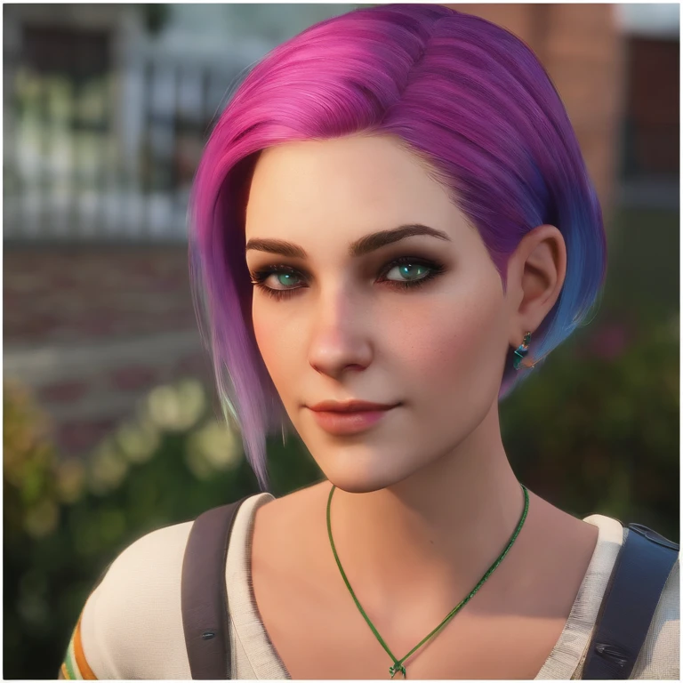 Chloe is a tall white teenage girl, with very short blue hair with pink roots, green eyes, punk aesthetic,Life is Strange video game series,Chloe is a tall white teenage girl, with very short blue hair with pink roots, green eyes, punk aesthetic,face,photo