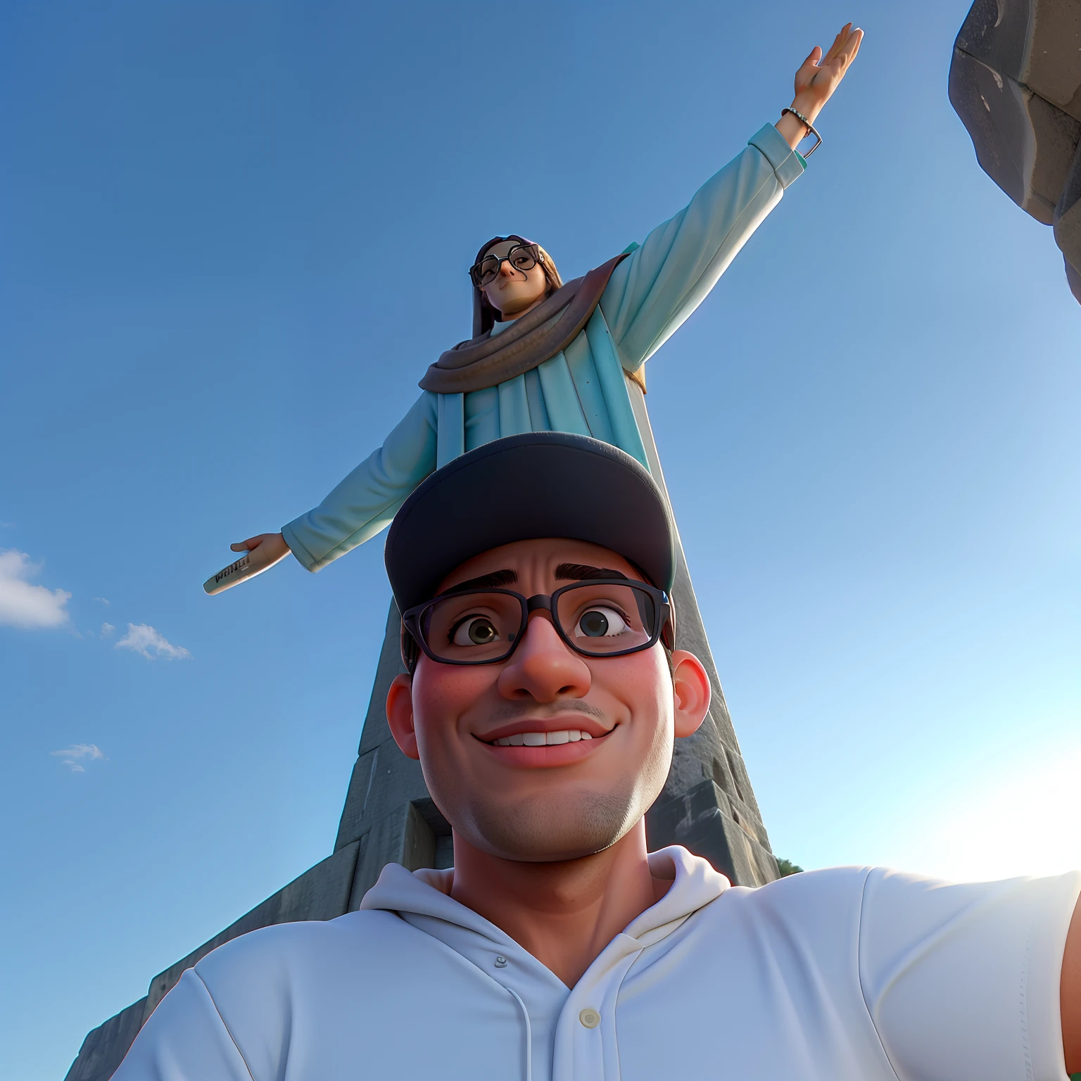 Yo con gafas oscuras en el cristo redentor, brasil rio de janeiro