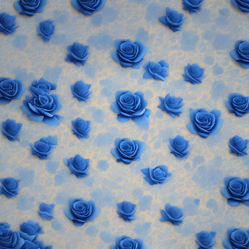Symmetrical blue and white roses pattern style